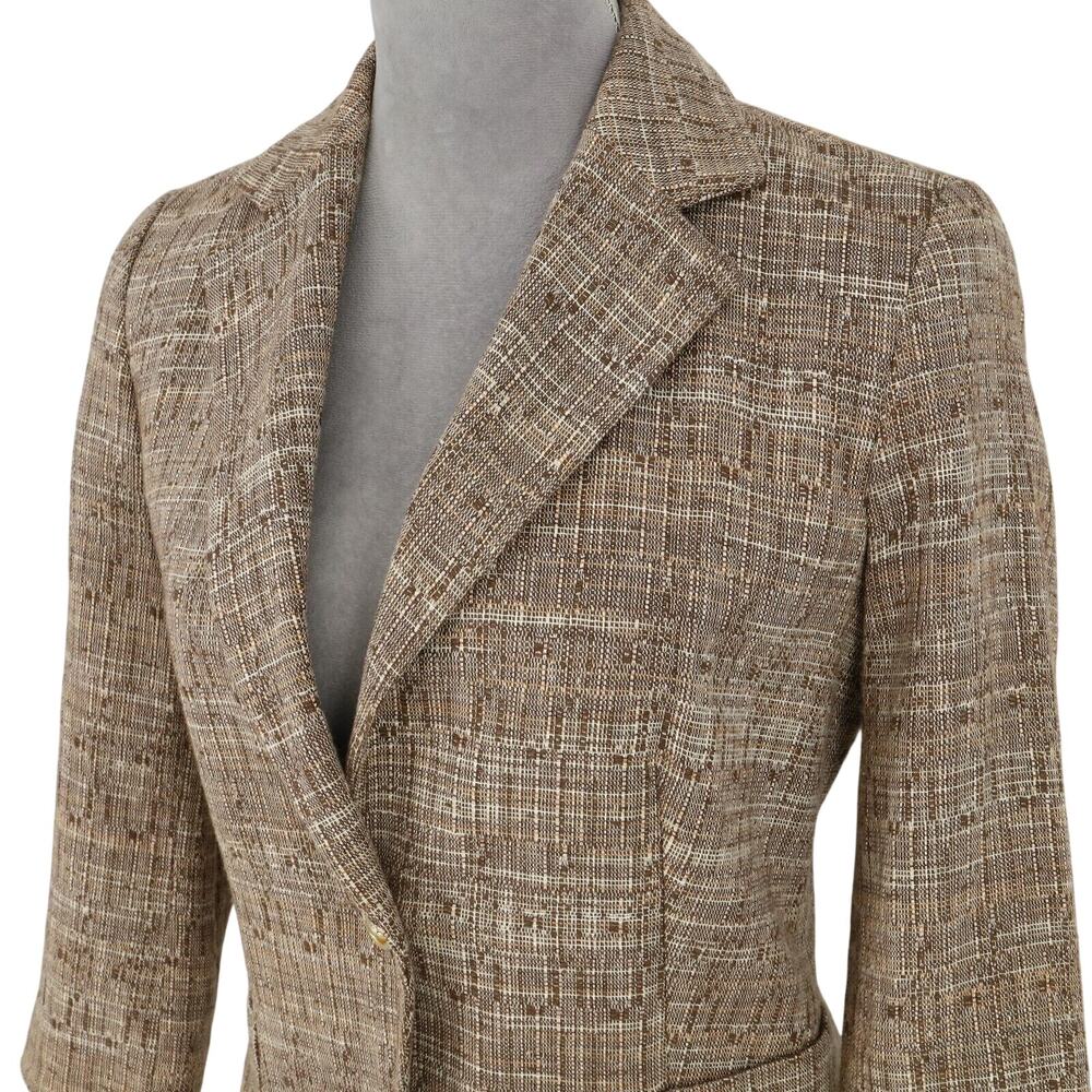 Zara Basic Jacket Womens Small Medium Brown Ivory… - image 12